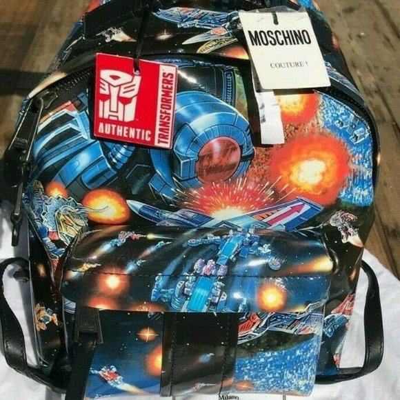 AW17 Moschino Couture Jeremy S. Transformers Blue Yellow Black Print Backpack main image 10